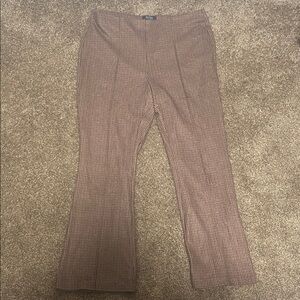 Wide Leg Brown Checkered Women's Trousers